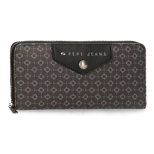 Pepe Jeans Bethany Geldbörse mit Kartenhalter, Schwarz, 19,5 x 10 x 2 cm Kunstleder, Schwarz, Talla única, Brieftasche mit Kartenfach von Pepe Jeans
