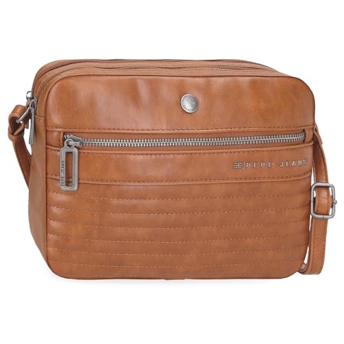 Pepe Jeans Biker, Kulturbeutel, Umhängetaschen, perfekt zum Organisieren, mehrere Fächer von Joumma Bags, braun, Bandolera, Umhängetasche von Pepe Jeans