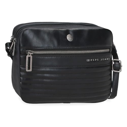 Pepe Jeans Biker, Kulturbeutel, Umhängetaschen, perfekt zum Organisieren, mehrere Fächer von Joumma Bags, Schwarz, Bandolera, Umhängetasche von Pepe Jeans