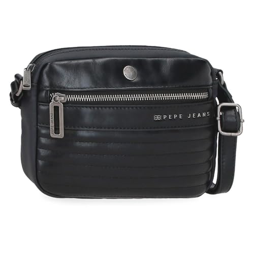 Pepe Jeans Biker, Kulturbeutel, Umhängetaschen, perfekt zum Organisieren, mehrere Fächer von Joumma Bags, Schwarz, Bandolera 21, Umhängetasche 21 cm von Pepe Jeans