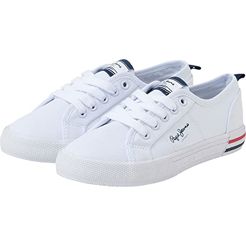 Pepe Jeans Brady Basic B Sneaker, White (White), 34 EU von Pepe Jeans