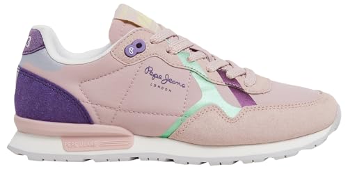 Pepe Jeans Brit Print G Sneaker für Mädchen, Pink (verwaschenes Rosa), 4,5 von Pepe Jeans