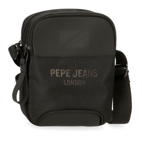 Pepe Jeans Bromley Kleine Umhängetasche schwarz 12 x 16 x 3,5 cm Polyester, Schwarz, Talla única, kleine Umhängetasche, Schwarz, one size, Kleine Umhängetasche von Pepe Jeans