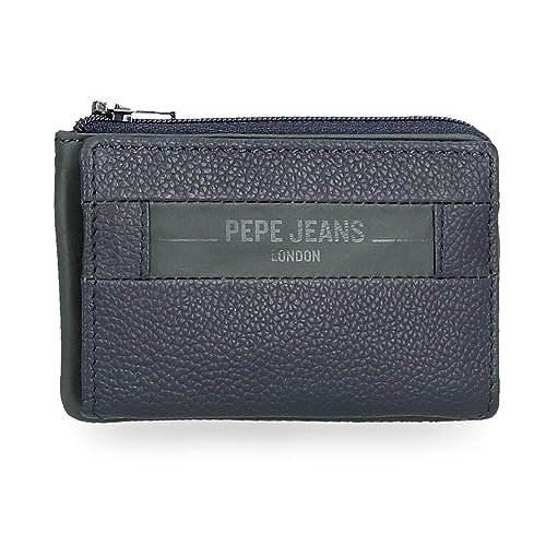 Pepe Jeans Checkbox Geldbörse mit Kartenfach, Blau, 11 x 7 x 1,5 cm, Leder, blau, Talla única, Geldbörse mit Kartenhalter von Pepe Jeans