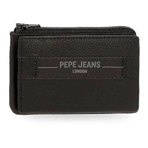 Pepe Jeans Checkbox Geldbörse mit Kartenfach, Schwarz, 11 x 7 x 1,5 cm, Leder, Schwarz, Talla única, Geldbörse mit Kartenhalter von Pepe Jeans