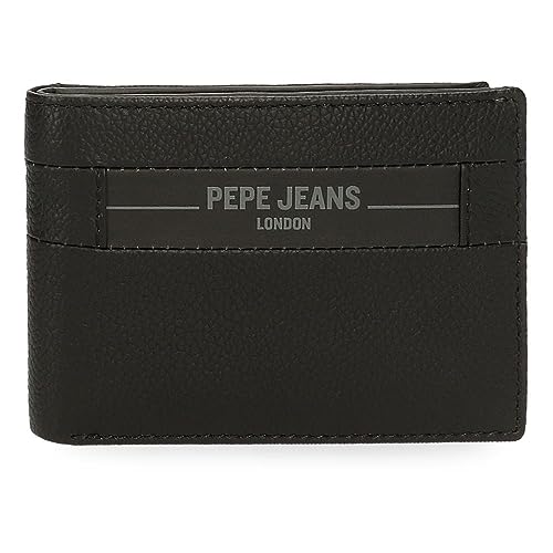 Pepe Jeans Checkbox Horizontale Geldbörse mit Geldbeutel, Schwarz, 11 x 8 x 1 cm Leder, Schwarz, Talla única, Horizontale Geldbörse mit Geldbörse von Pepe Jeans