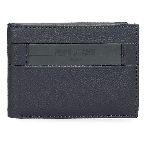 Pepe Jeans Checkbox Horizontale Geldbörse mit Geldbörse, Blau, 11 x 8 x 1 cm, Leder, blau, Talla única, Horizontale Geldbörse mit Geldbörse von Pepe Jeans