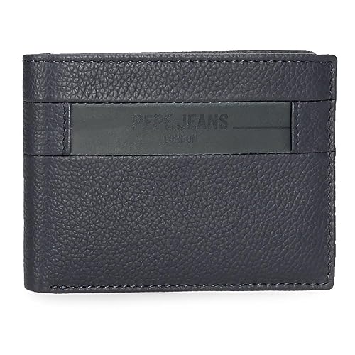 Pepe Jeans Checkbox Horizontale Geldbörse mit Geldbörse Blau 11,5 x 8 x 1 cm Leder, blau, Talla única, Horizontale Geldbörse mit Geldbörse von Pepe Jeans