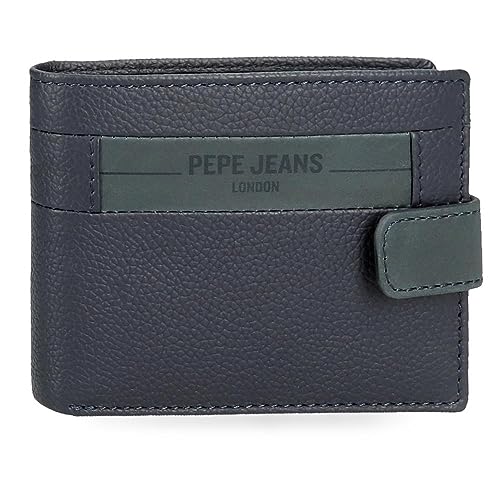 Pepe Jeans Checkbox Horizontale Geldbörse mit Klickverschluss, Blau, 11 x 8,5 x 1 cm, Leder, blau, Talla única, Horizontale Brieftasche mit Klickverschluss von Pepe Jeans
