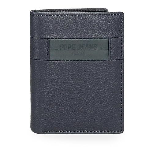 Pepe Jeans Checkbox Vertikale Geldbörse mit Geldbörse, Blau, 8,5 x 10,5 x 1 cm, Leder, blau, Talla única, Vertikale Geldbörse mit Geldbörse von Pepe Jeans