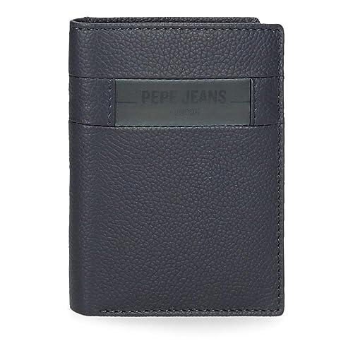 Pepe Jeans Checkbox Vertikale Geldbörse mit Geldbörse, Blau, 8,5 x 11,5 x 1 cm, Leder, blau, Talla única, Vertikale Geldbörse mit Geldbörse von Pepe Jeans