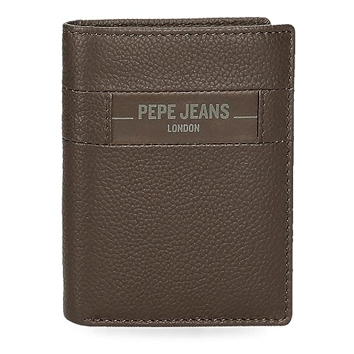 Pepe Jeans Checkbox Vertikale Geldbörse mit Geldbörse, Braun, 8,5 x 10,5 x 1 cm Leder, braun, Talla única, Vertikale Geldbörse mit Geldbörse von Pepe Jeans