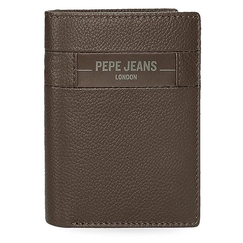 Pepe Jeans Checkbox Vertikale Geldbörse mit Geldbörse, Braun, 8,5 x 11,5 x 1 cm Leder, braun, Talla única, Vertikale Geldbörse mit Geldbörse von Pepe Jeans