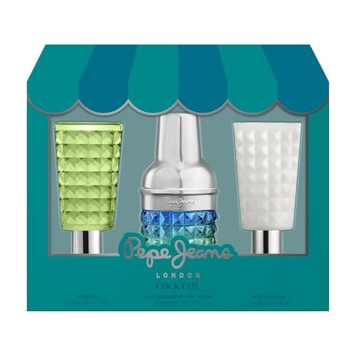 Pepe Jeans Cocktail Edition For Him Parfüm Herren Geschenkset aus 3 Teilen mit Eau de Toilette 30ml, After Shave 50ml und Duschgel 50ml Set mit Herren Parfüm mit Zitrusfrücht, Holz und Gewürz Duftnote von Pepe Jeans