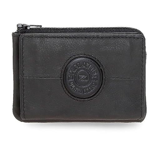 Pepe Jeans Cracker Geldbörse mit Kartenfach, Schwarz, 11 x 7 x 1,5 cm, Leder, Schwarz, Talla única, Geldbörse mit Kartenhalter von Pepe Jeans