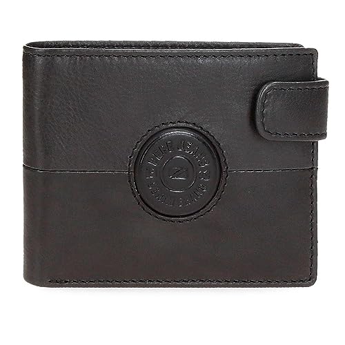 Pepe Jeans Cracker Horizontale Geldbörse mit Klickverschluss, Schwarz, 11 x 8,5 x 1 cm Leder, Schwarz, Talla única, Horizontale Brieftasche mit Klickverschluss von Pepe Jeans