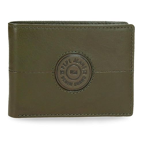 Pepe Jeans Cracker Horizontale Geldbörse mit grüner Geldbörse, 11,5 x 8 x 1 cm, Leder, grün, Talla única, Horizontale Geldbörse mit Geldbörse von Pepe Jeans