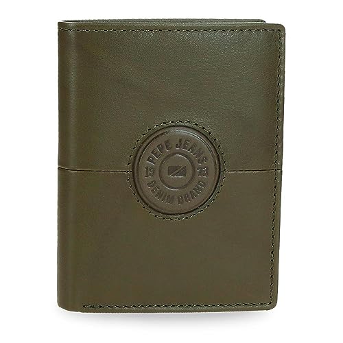 Pepe Jeans Cracker Vertikale Geldbörse mit Geldbörse Grün 8,5 x 10,5 x 1 cm Leder, grün, Talla única, Vertikale Geldbörse mit Geldbörse von Pepe Jeans