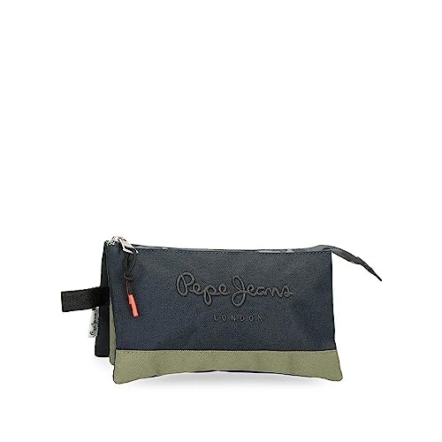 Pepe Jeans Cromwell Federmäppchen, dreifach, Schwarz, 22 x 12 x 5 cm, Polyester, Schwarz, Talla única, Dreifach-Etui von Pepe Jeans