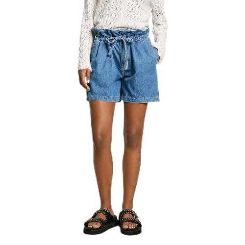 Pepe Jeans Damen A-line Uhw Cinch Shorts, Blau (Denim), 28W von Pepe Jeans