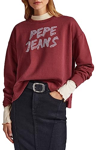 Pepe Jeans Damen Bailey Sweatshirt, Rot (Burgunderrot), L EU von Pepe Jeans