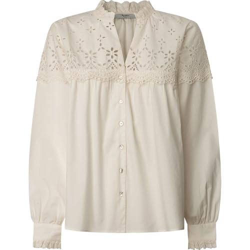 Pepe Jeans Damen Bernadette Hemd, Weiß (Mousse-Weiß), L von Pepe Jeans