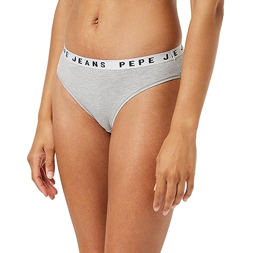 Pepe Jeans Damen Bikinihose mit Logo Unterwäsche im Bikini Stil, Grau, M EU von Pepe Jeans