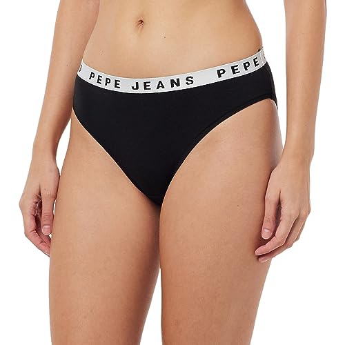 Pepe Jeans Damen Bikinihose mit Logo Unterwäsche im Bikini Stil, Schwarz, L EU von Pepe Jeans