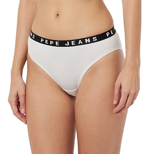 Pepe Jeans Damen Bikinihose mit Logo Unterwäsche im Bikini Stil, Weiß, M EU von Pepe Jeans