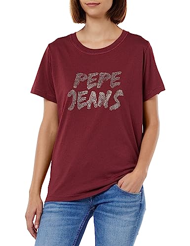 Pepe Jeans Damen Bria T-Shirt, Red (Burgundy), S von Pepe Jeans