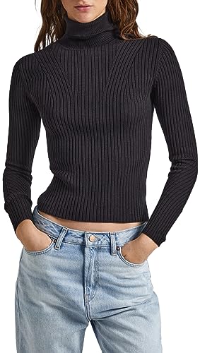 Pepe Jeans Damen Dalia Rolled Collar Pullover Sweater, Black (Black), L von Pepe Jeans