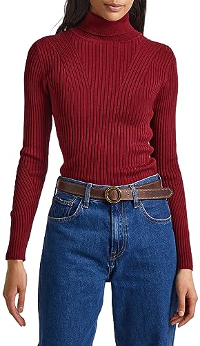 Pepe Jeans Damen Dalia Rolled Collar Pullover Sweater, Red (Burgundy), M von Pepe Jeans