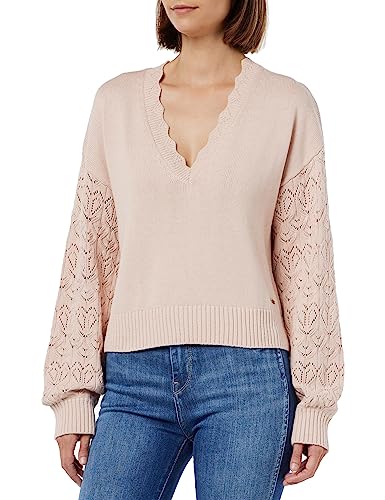 Pepe Jeans Damen Damara V Neck Pullover Sweater, Pink (Ash Rose), L von Pepe Jeans