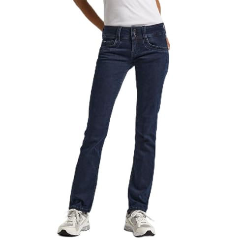 Pepe Jeans Damen Double Buttons Slim Low Waist PL204588 Jeans, Blue (Denim-DP3), 31W / 34L von Pepe Jeans