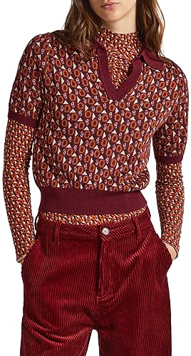 Pepe Jeans Damen Elle Polo Shirt, Red (Burgundy), M von Pepe Jeans