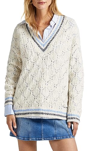 Pepe Jeans Damen Eve Pullover Sweater, Beige (Ivory), XL von Pepe Jeans