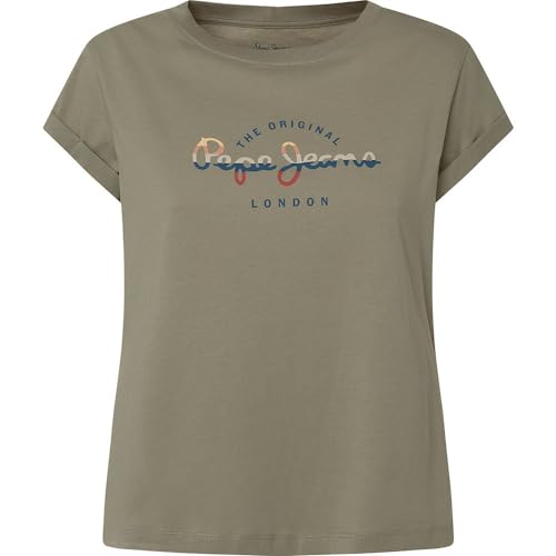 Pepe Jeans Damen Evette T-Shirt, Green (Washed Green), M von Pepe Jeans