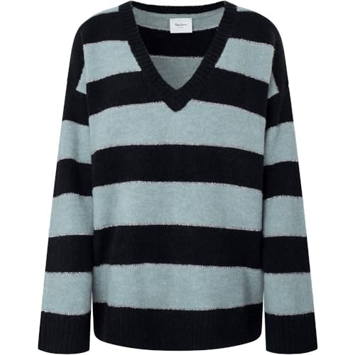 Pepe Jeans Damen Felice Stripe Knitwear, Green (Hydro Green), XS von Pepe Jeans