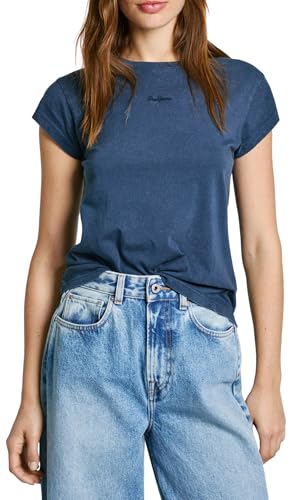 Pepe Jeans Damen Felice T-Shirt, Blau (Washed Navy Blue), Large von Pepe Jeans