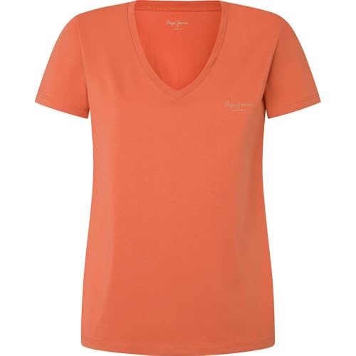 Pepe Jeans Damen Fiore V Neck T-Shirt, Orange (Sunset Orange), M von Pepe Jeans