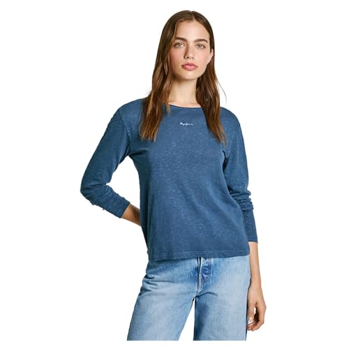 Pepe Jeans Damen Floren T-Shirt, Blau (Washed Navy Blue), XL von Pepe Jeans
