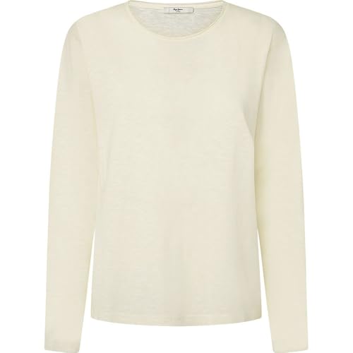 Pepe Jeans Damen Floren T-Shirt, Weiß (Mousse White), Large von Pepe Jeans