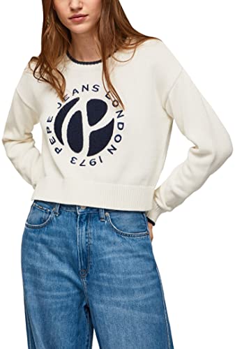 Pepe Jeans Damen Florence Long Sleeves Knits, White (White), L von Pepe Jeans