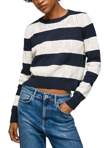 Pepe Jeans Damen Francine Long Sleeves Knits, Blue (Dulwich), S von Pepe Jeans