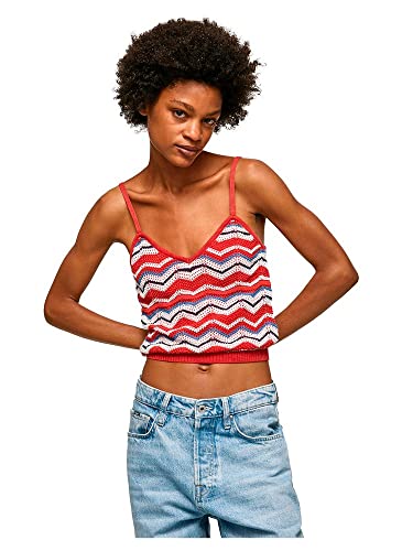 Pepe Jeans Damen Frida Top Long Sleeves Knits, Red (Studio Red), XL von Pepe Jeans