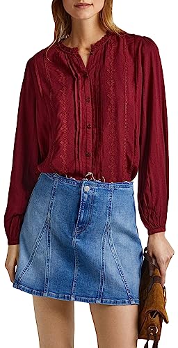 Pepe Jeans Damen Galena Blouse, Red (Burgundy), XS von Pepe Jeans