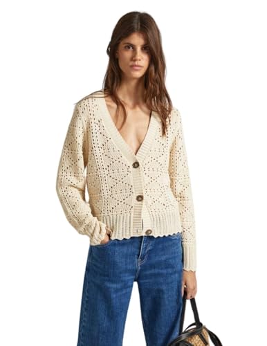 Pepe Jeans Damen Grace Cardigan, Beige (Antique Lace Beige), XS von Pepe Jeans