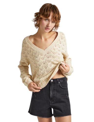 Pepe Jeans Damen Grace Knitwear, White (Mousse White), S von Pepe Jeans