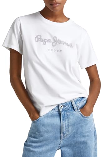 Pepe Jeans Damen Hailey T-Shirt, White (White), L von Pepe Jeans