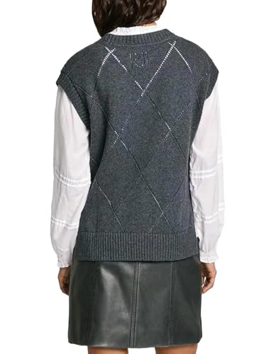 Pepe Jeans Damen Idris Vest Strickwaren, Grau (Dunkelgrau meliert), XL von Pepe Jeans